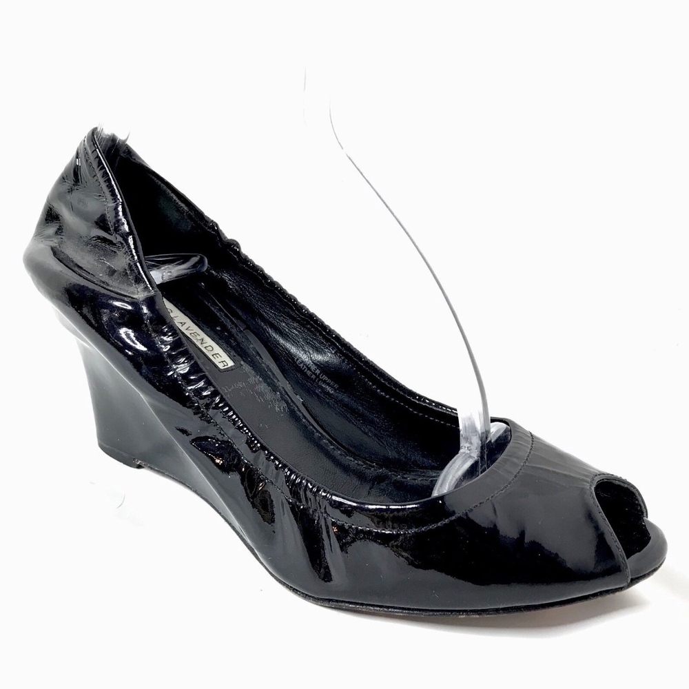 Vera Wang Ella Wedges Heel Black Patent Leather